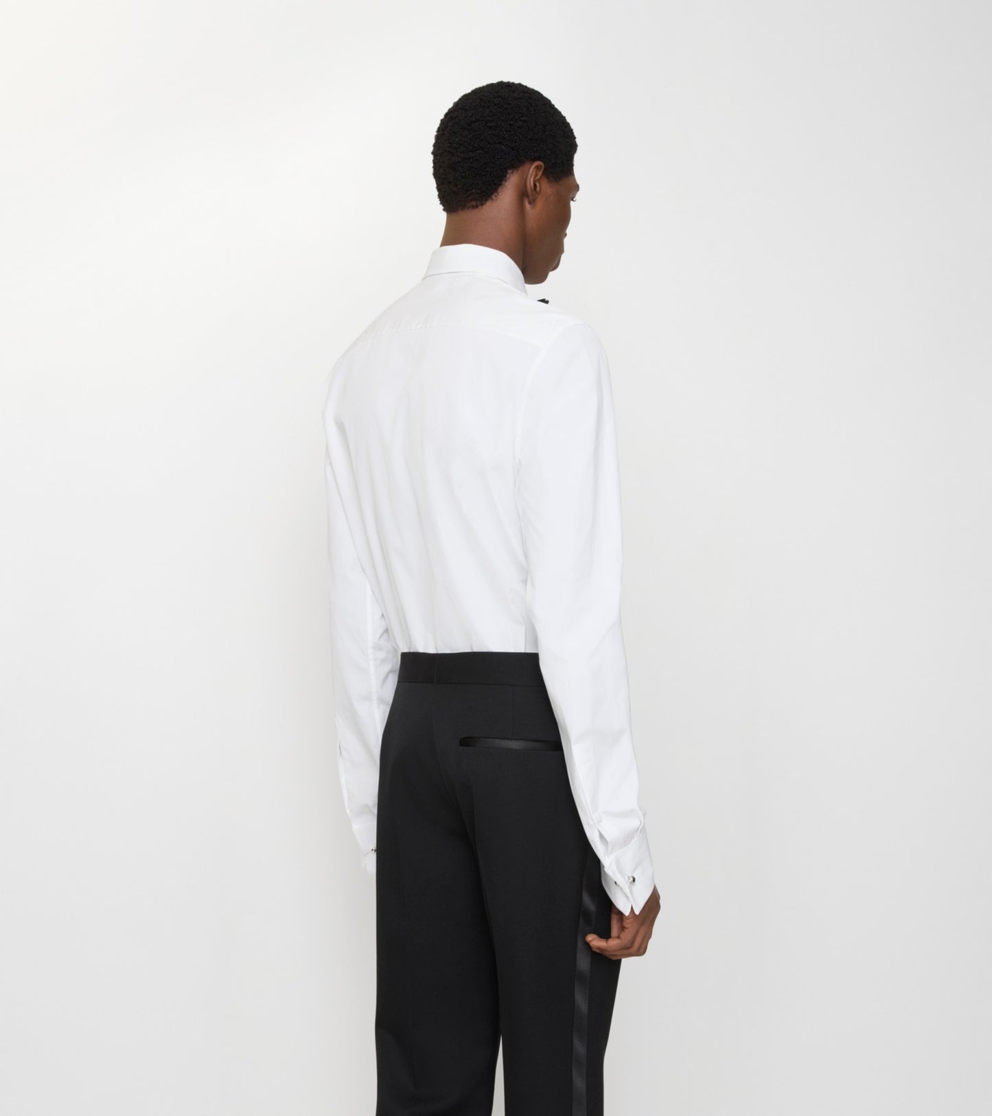 Slim Fit Cotton Tuxedo Shirt in White