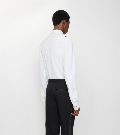 Slim Fit Cotton Tuxedo Shirt in White