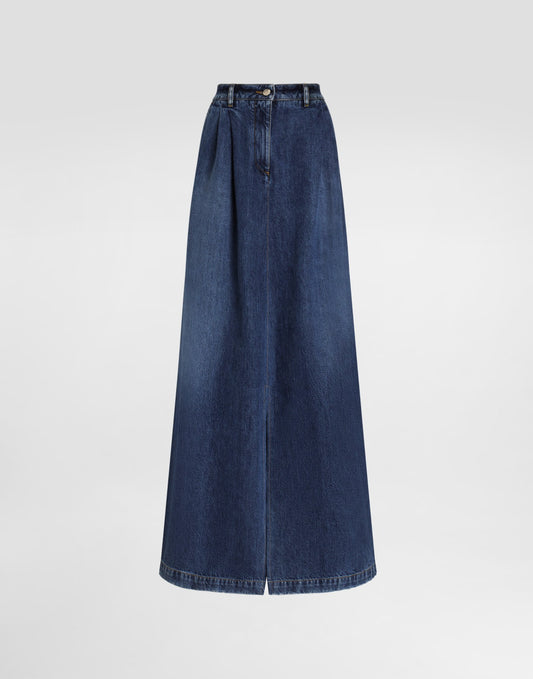Long denim skirt
