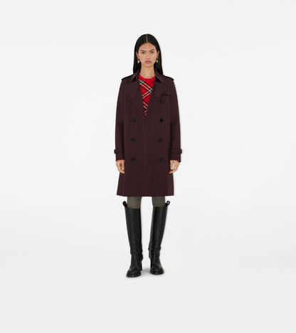 Mid-length Gabardine Kensington Trench Coat in Wine red