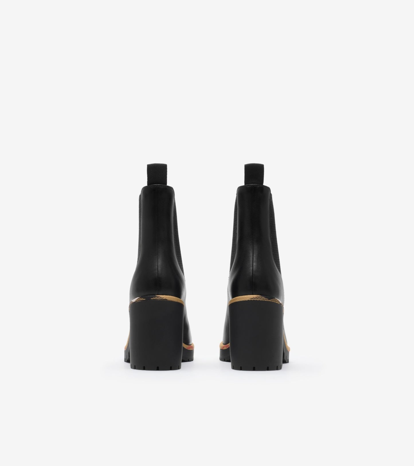 Leather Gravel Heel Chelsea Boots in Black