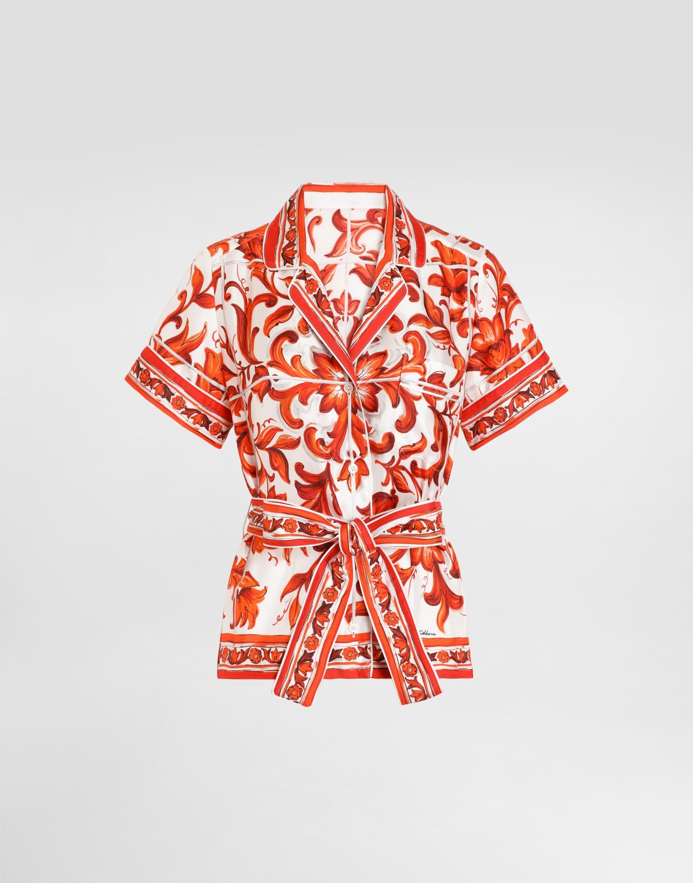 Majolica-print vanity silk shirt