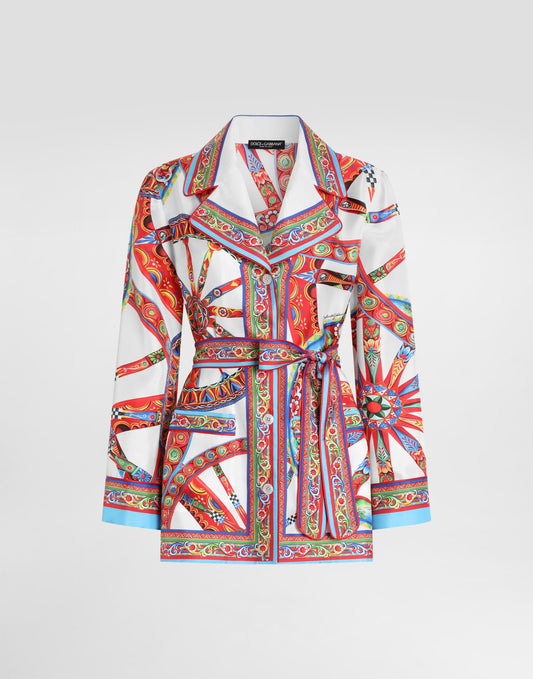 Carretto-print silk twill vanity shirt