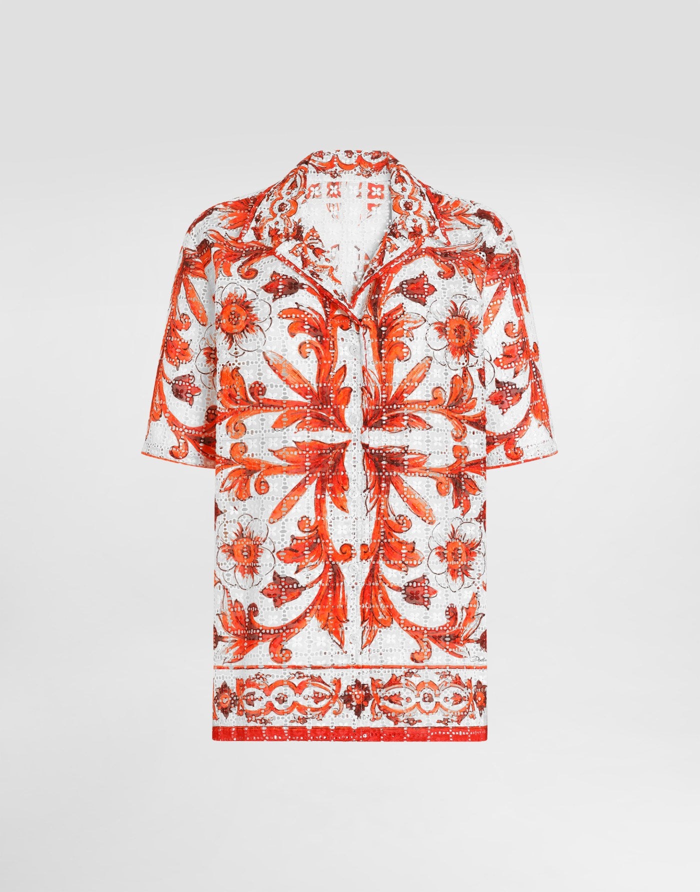 Majolica-print broderie anglaise lace shirt