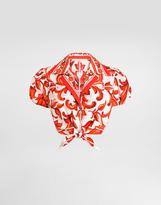 Majolica-print poplin shirt