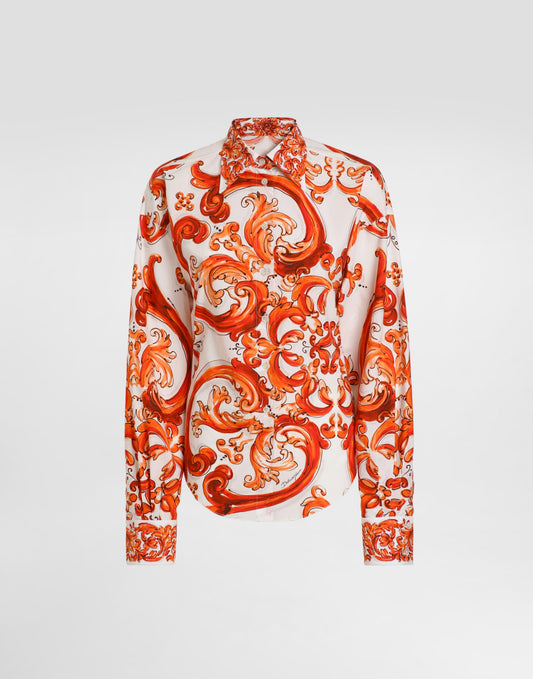 Majolica-print poplin shirt