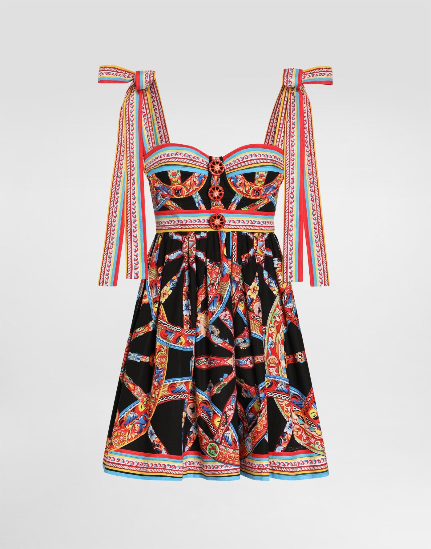 Carretto-print poplin dress