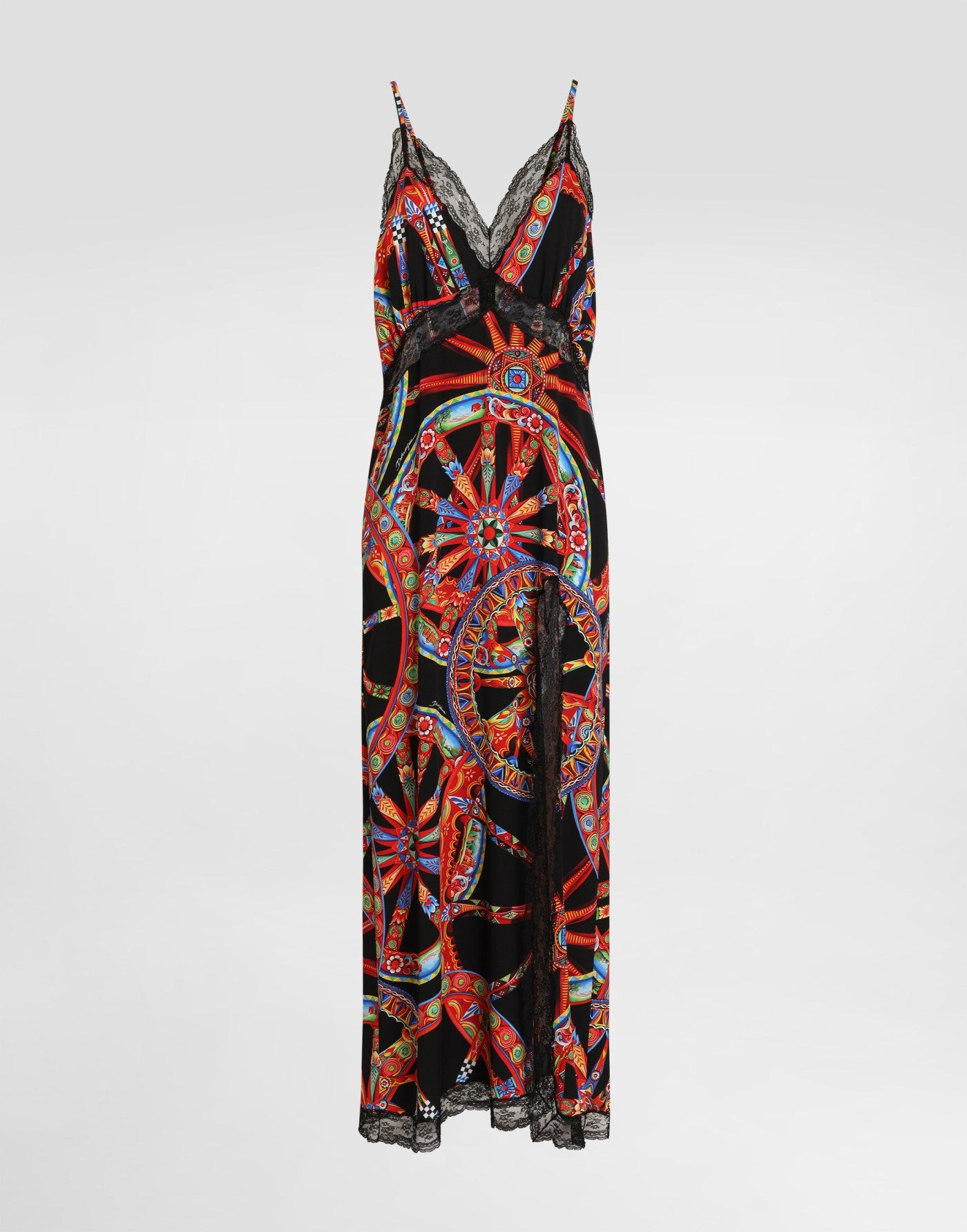 Carretto-print charmeuse slip dress