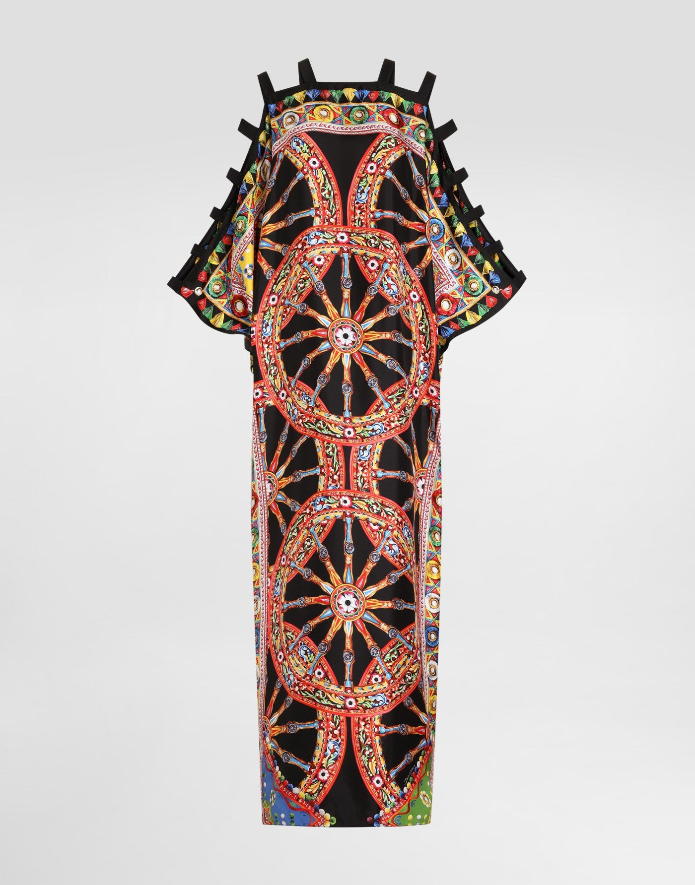 Carretto-print twill kaftan dress