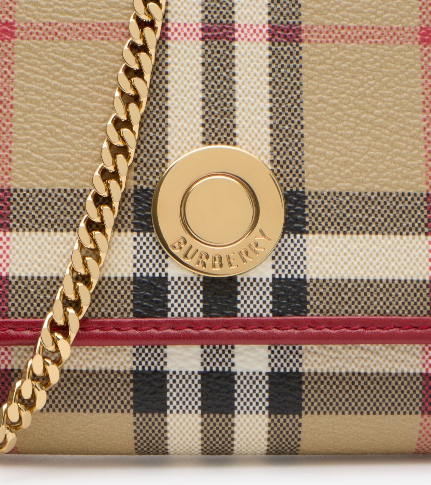 Check Chain Strap Wallet in Archive beige/ruby red