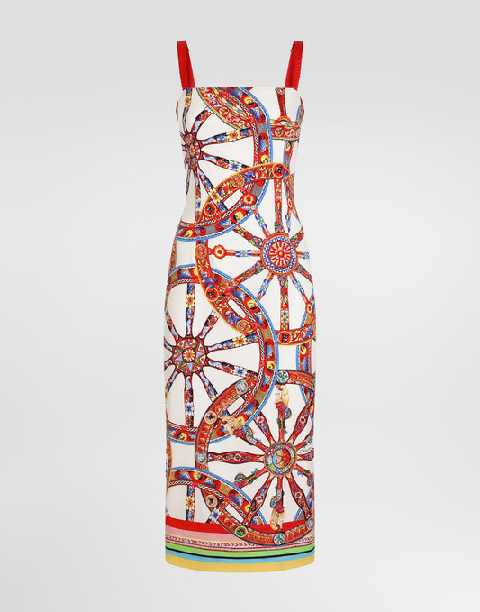 Carretto-print charmeuse dress
