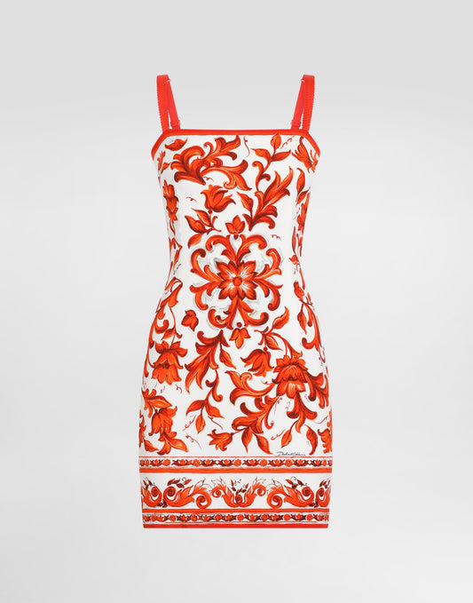 Majolica-print charmeuse dress