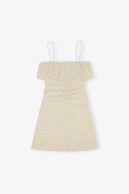 Stretch Seersucker Strap Mini Dress