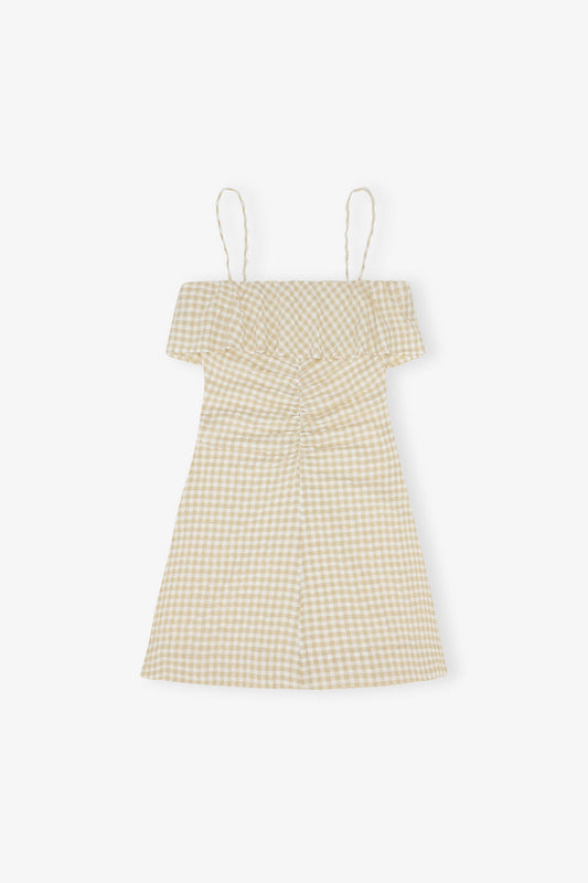 Stretch Seersucker Strap Mini Dress