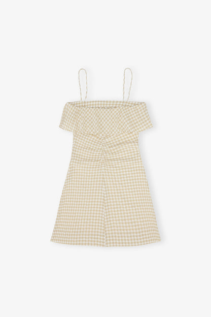 Stretch Seersucker Strap Mini Dress