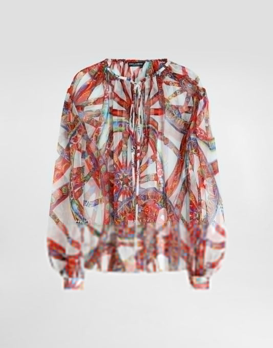 Carretto-print chiffon top