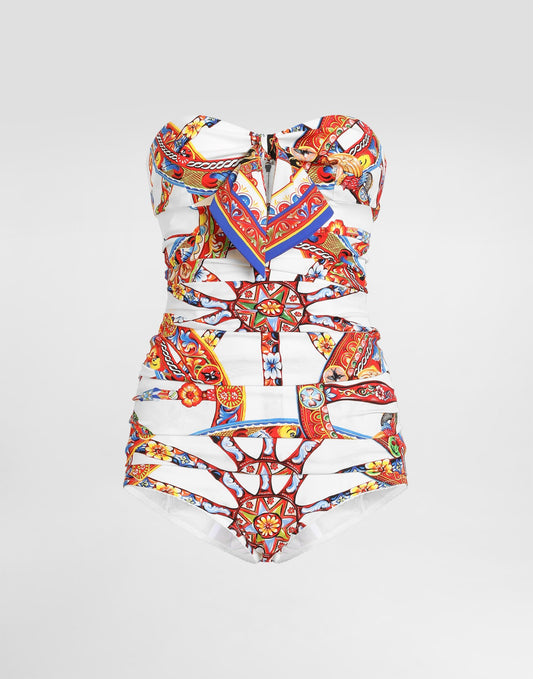 Carretto-print charmeuse top