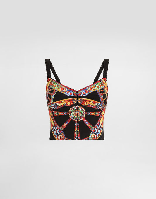 Carretto-print charmeuse top