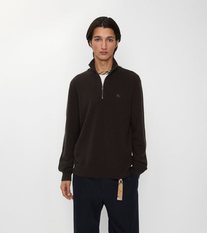 Cashmere Blend Half-zip Sweater in Scorched brown