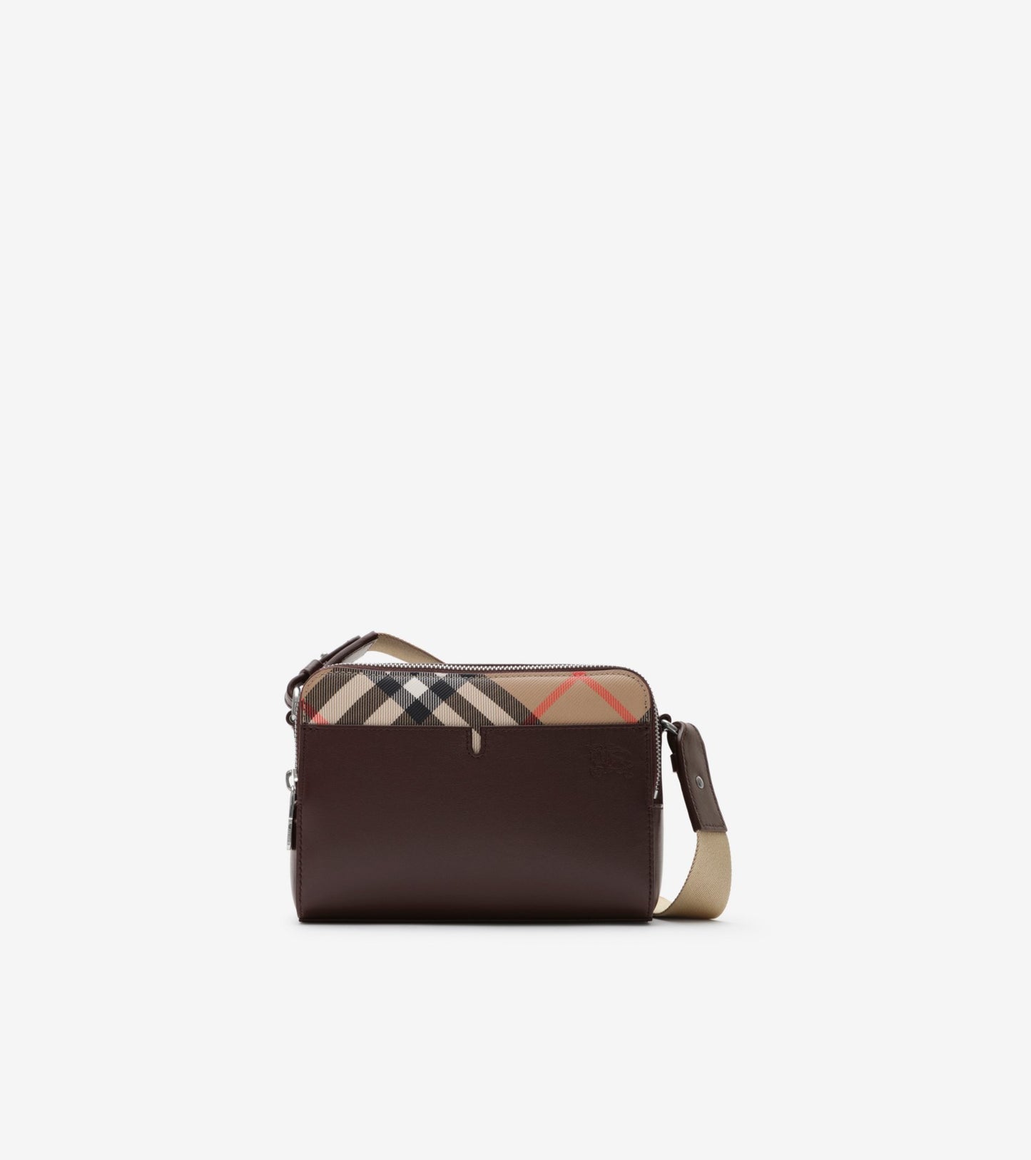 Pop Check Crossbody Bag in Peat brown/sand beige