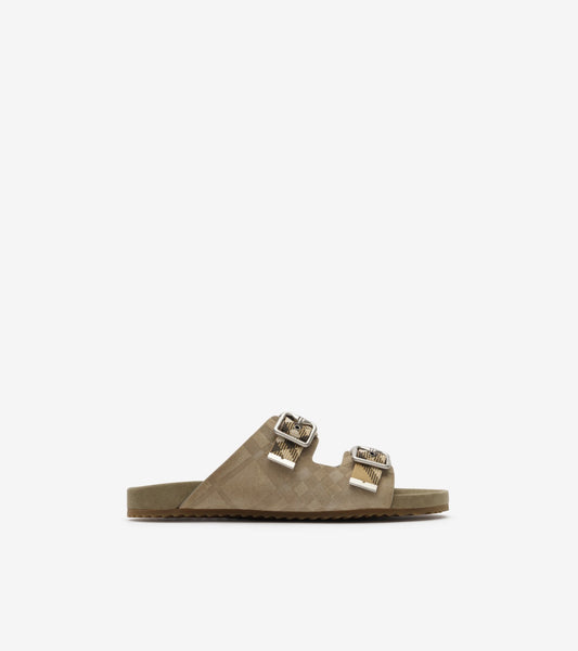 Check Suede Urchin Sandals in Sparrow beige