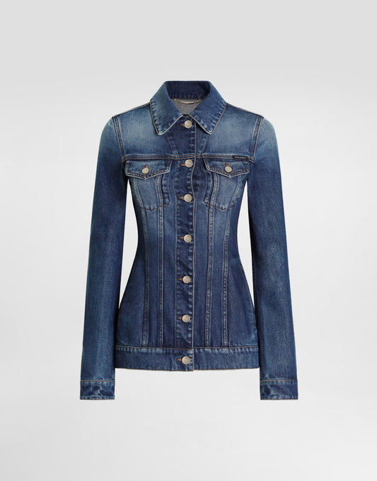 Denim single-breasted jacket