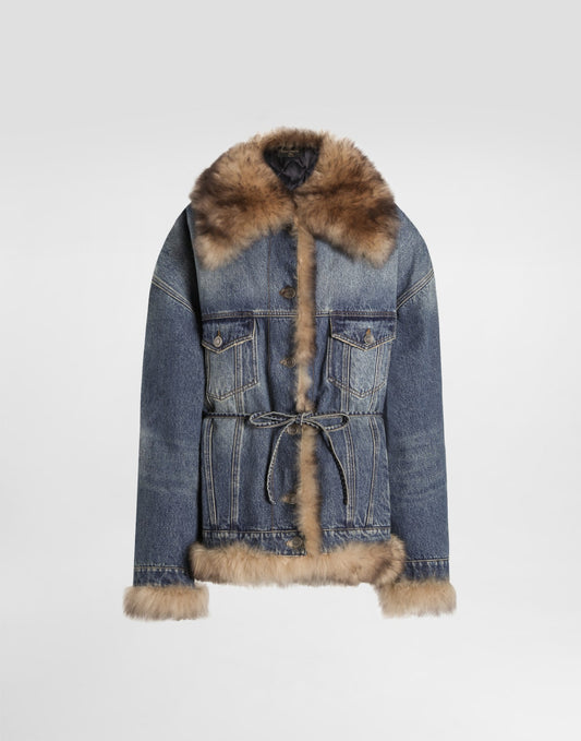 Denim jacket with fur