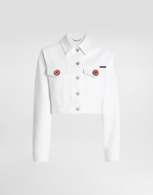 Denim jacket with jewel buttons