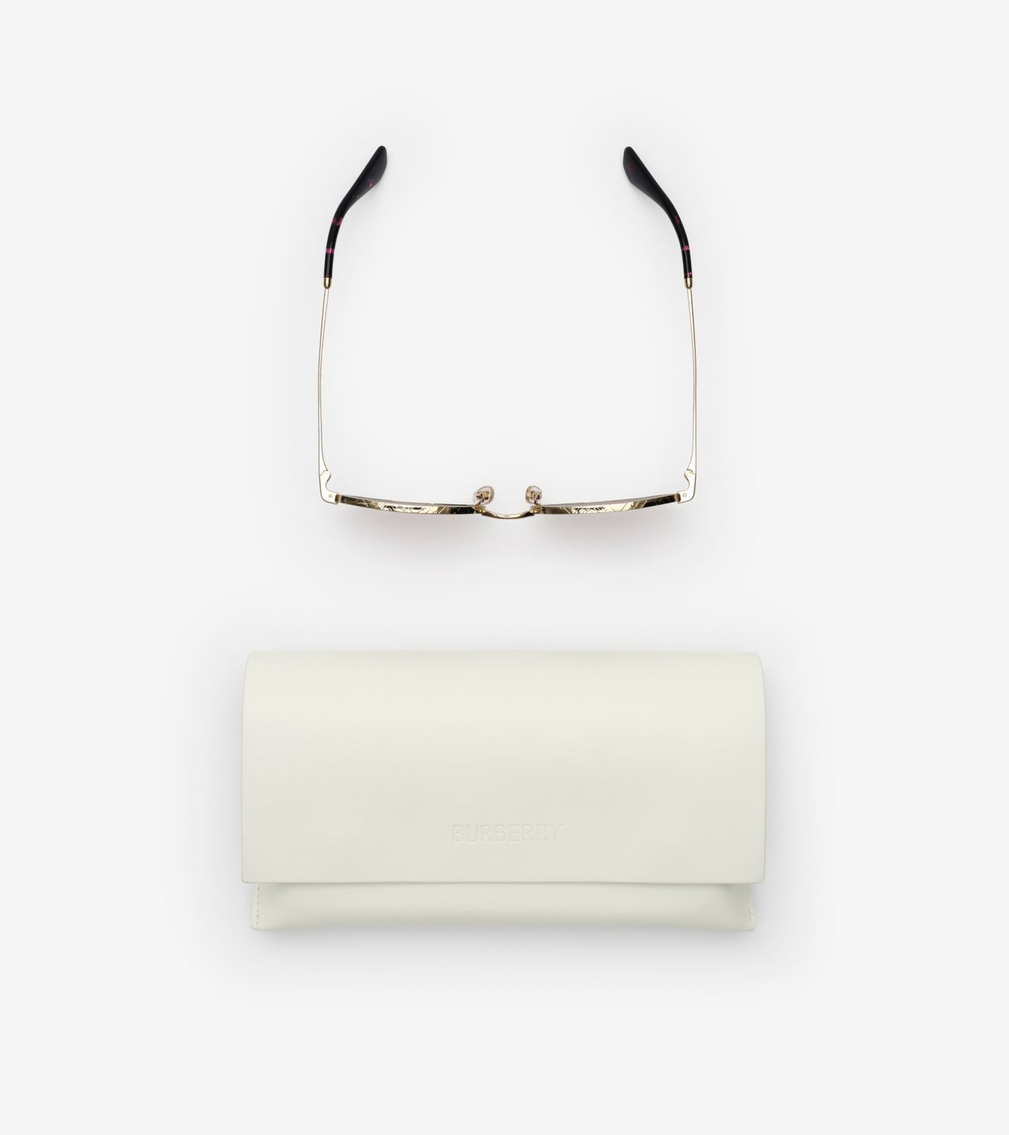 Metal Check Oval Sunglasses in Light gold
