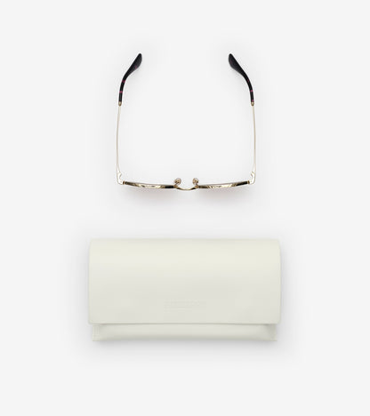 Metal Check Oval Sunglasses in Light gold