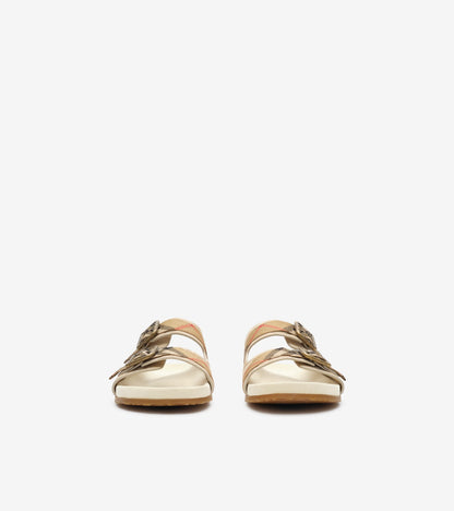 Check Suede Urchin Sandals in Bake beige