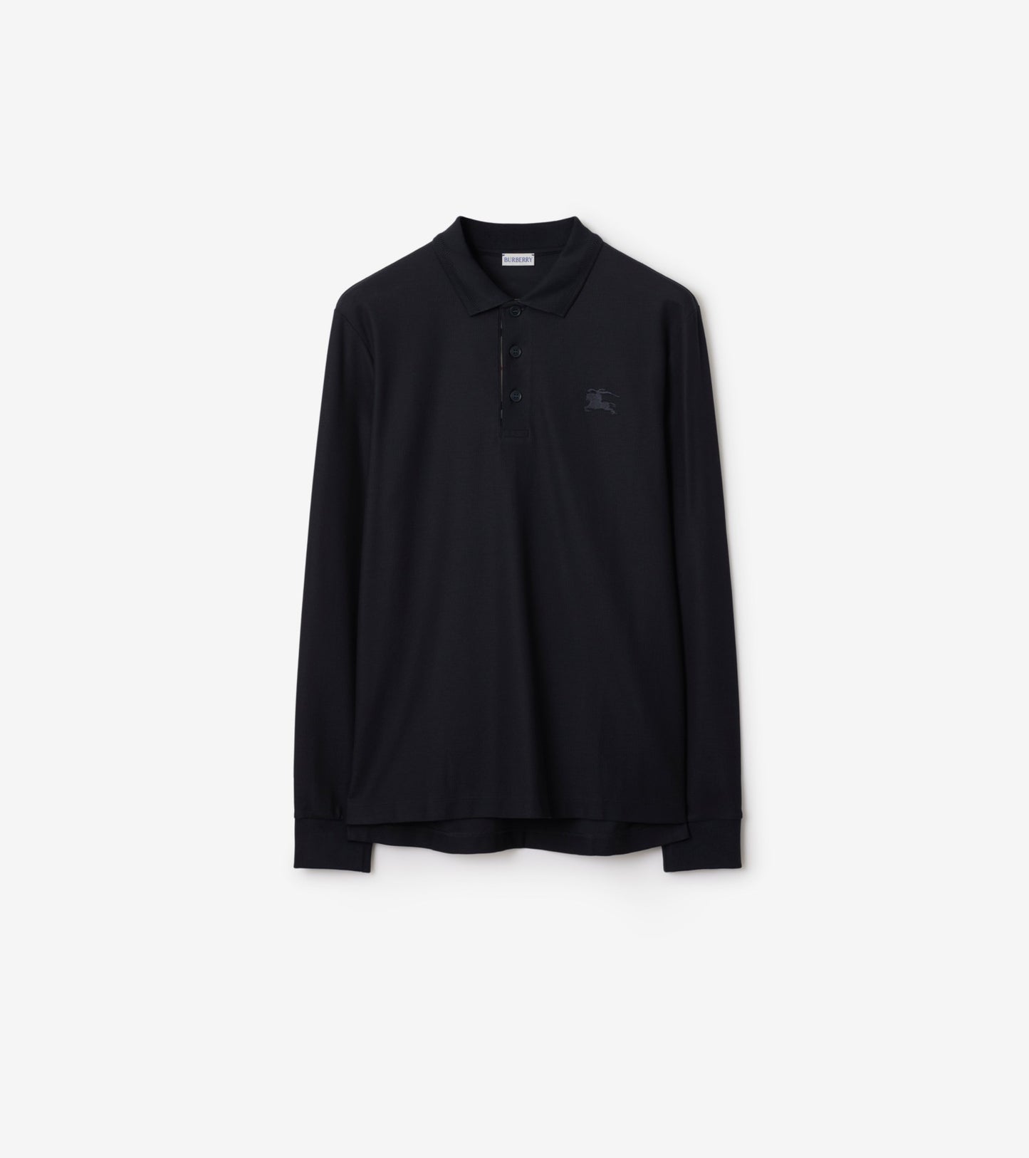 Long-sleeve Cotton Polo Shirt in Clay brown