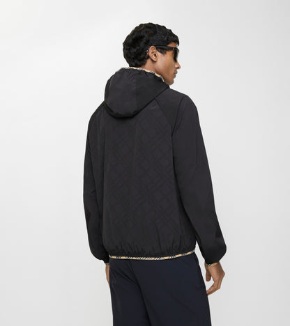 Nylon Hooded Jacket in Black