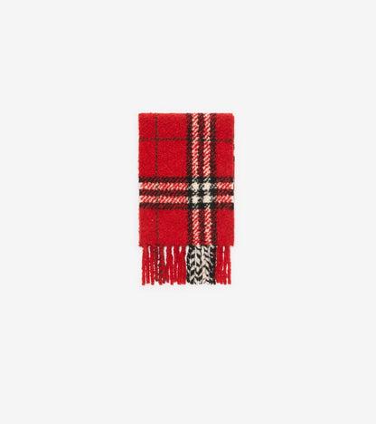 Check Alpaca Wool Blend Bouclé Scarf in Post red