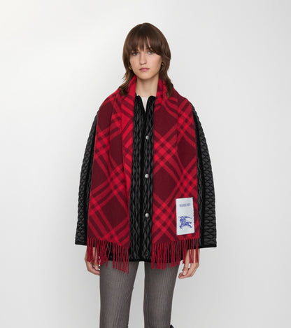 Check Cashmere Scarf in Oxblood red