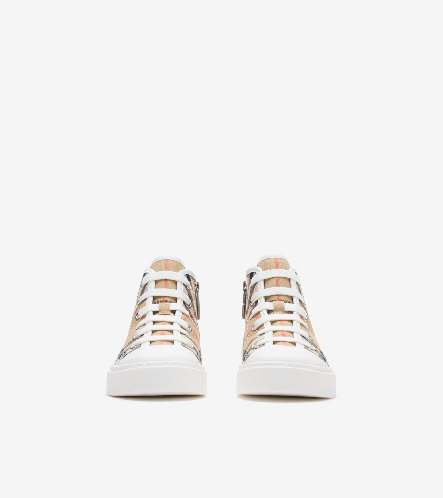 Check Cotton High-top Sneakers in Sand beige - Children