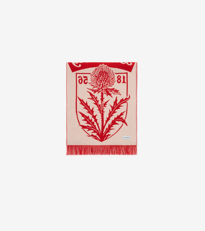 Thistle Shield Wool Scarf in Poppy red