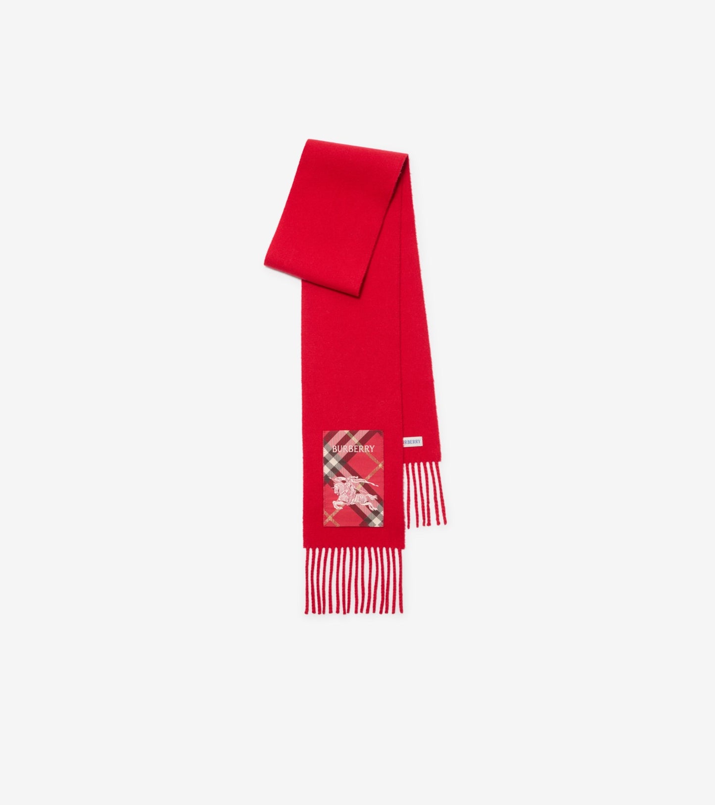 Check Label Cashmere Scarf in Black/sand beige