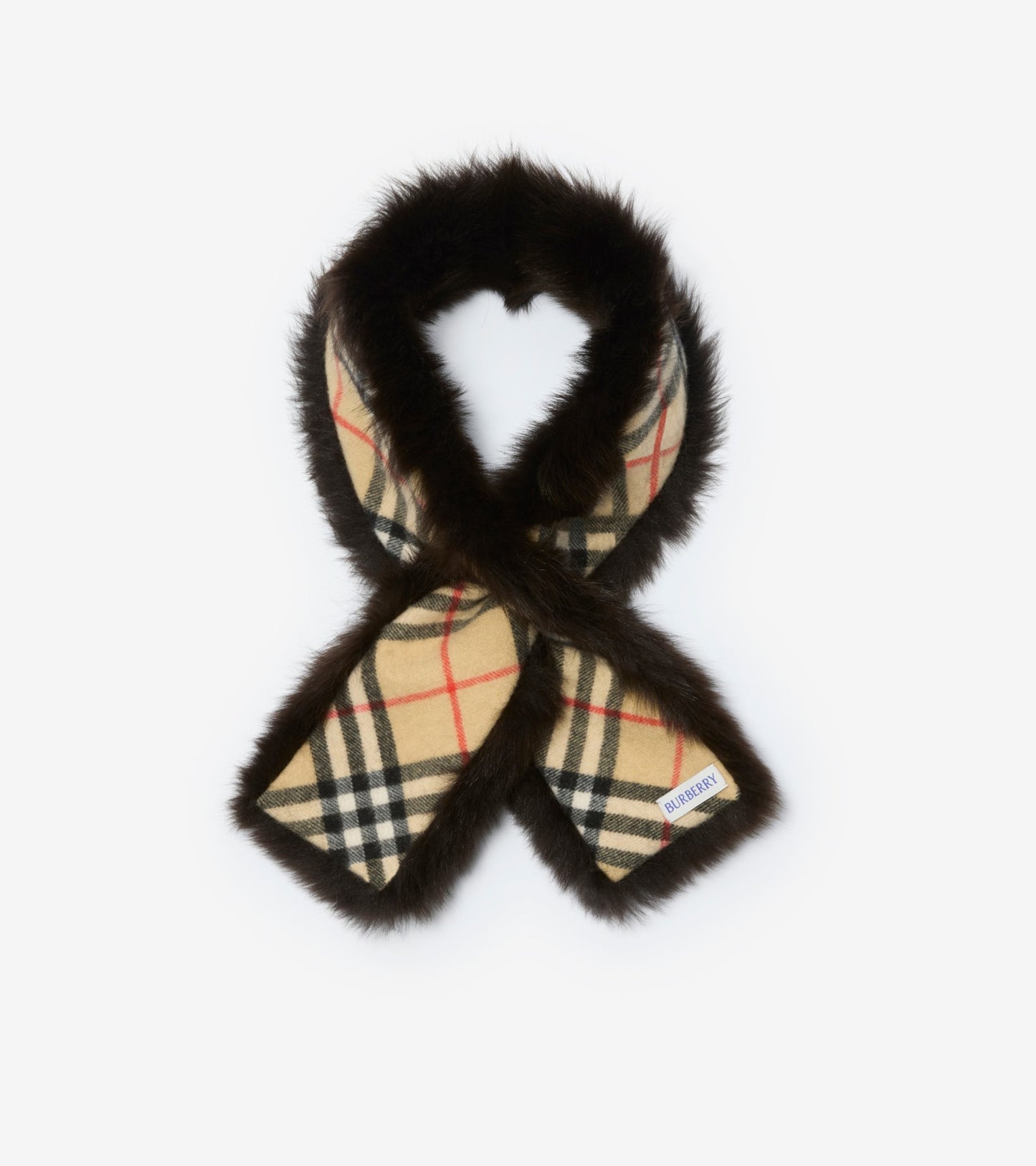 Reversible Shearling Scarf in Sand beige