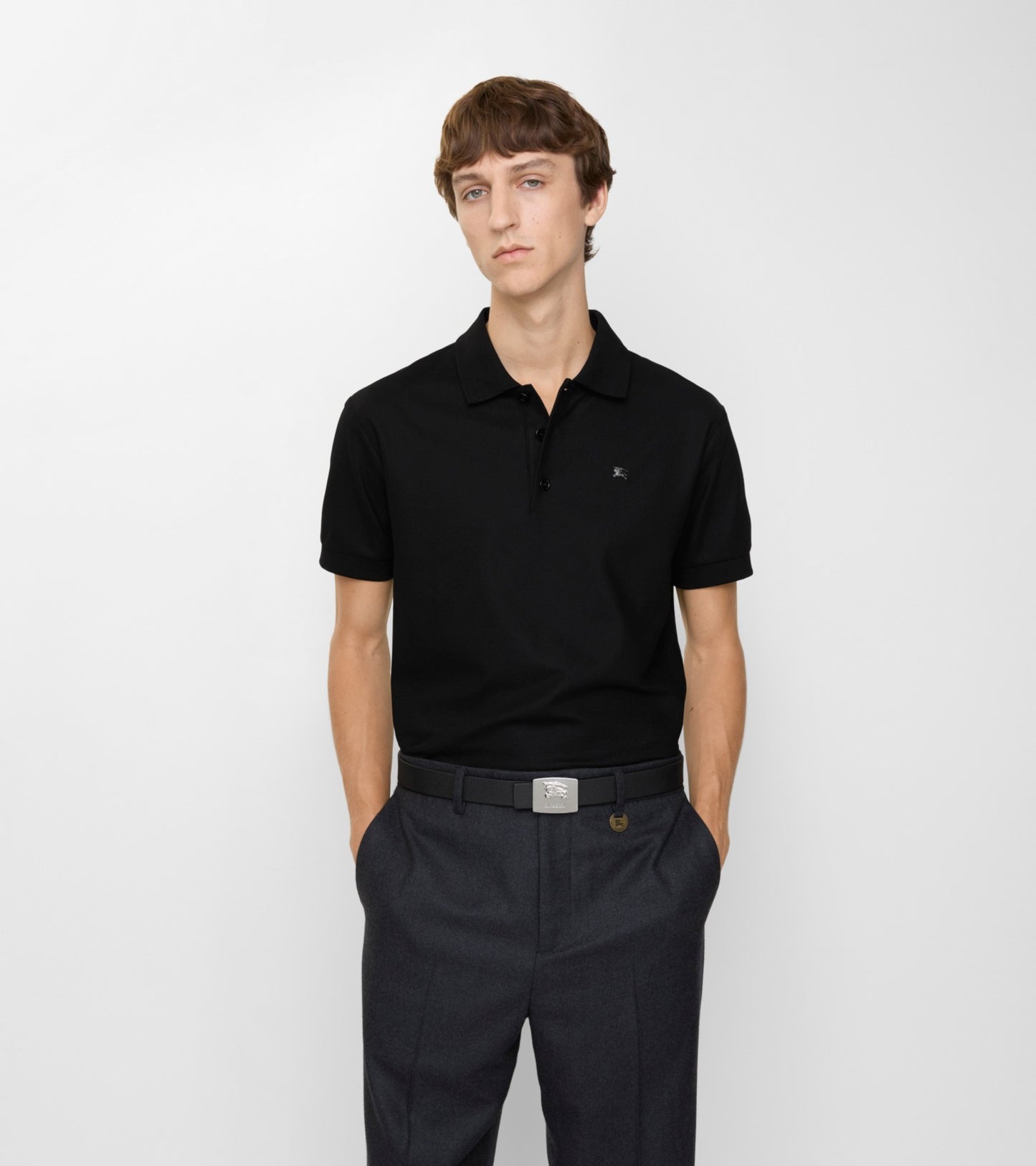 Metal Knight Cotton Polo Shirt in Black