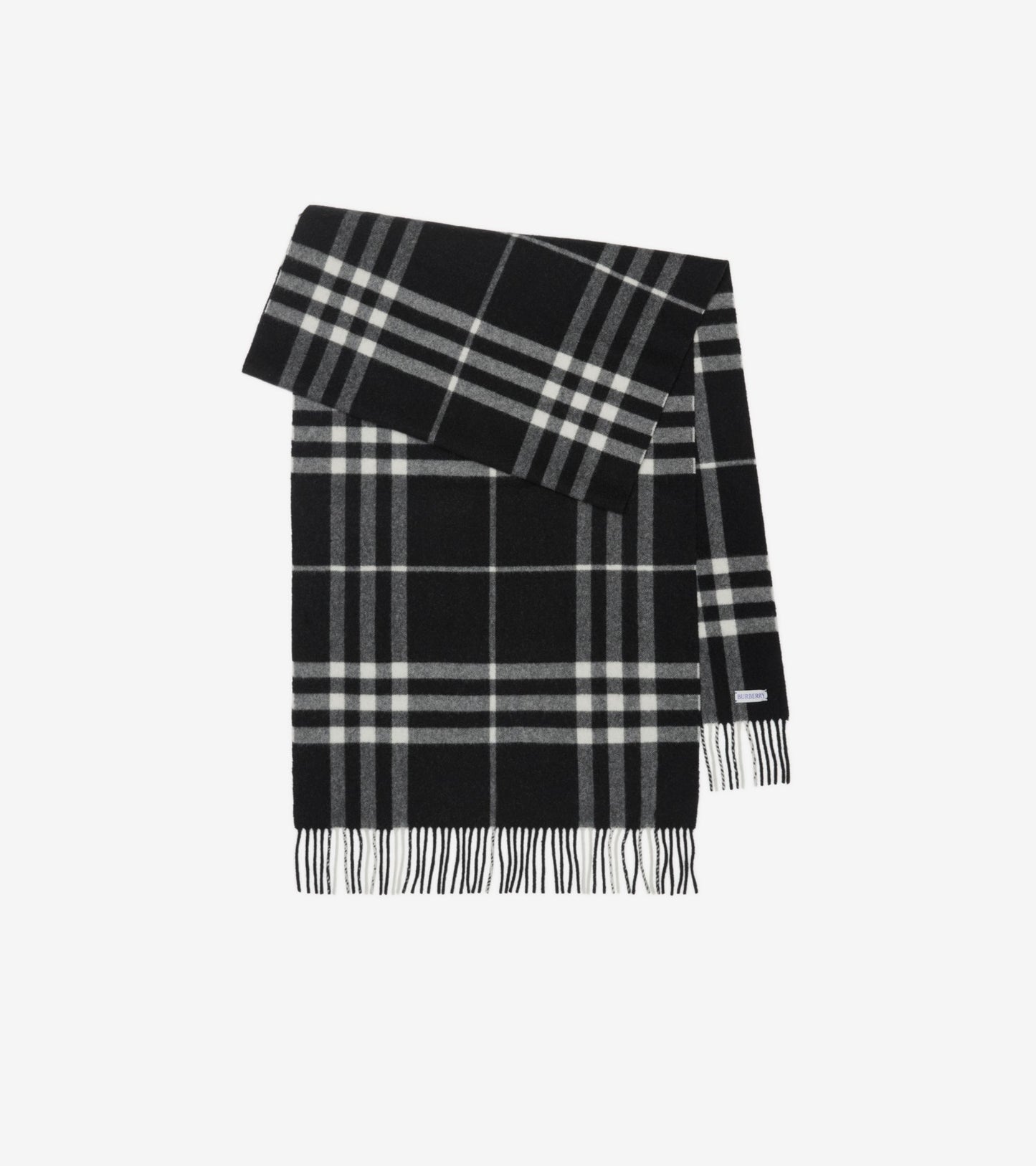 Wide Check Cashmere Scarf in Treacle brown
