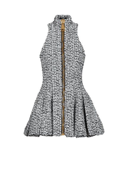 Sleeveless flared tweed dress