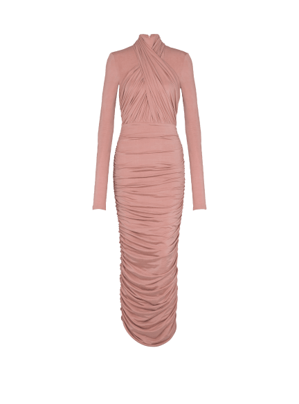Pleated jersey midi dress