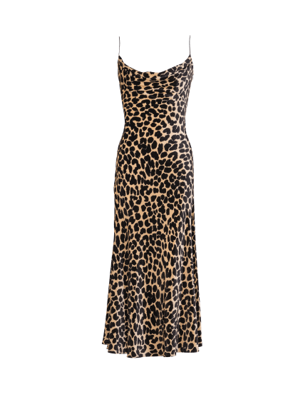 Flowing leopard print velvet dress