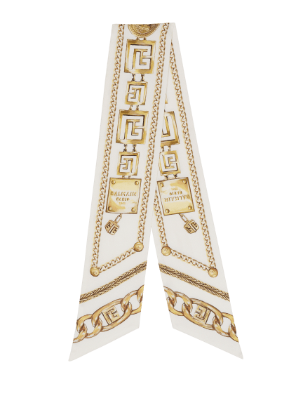 Printed silk bandana with Balmain Chains pattern