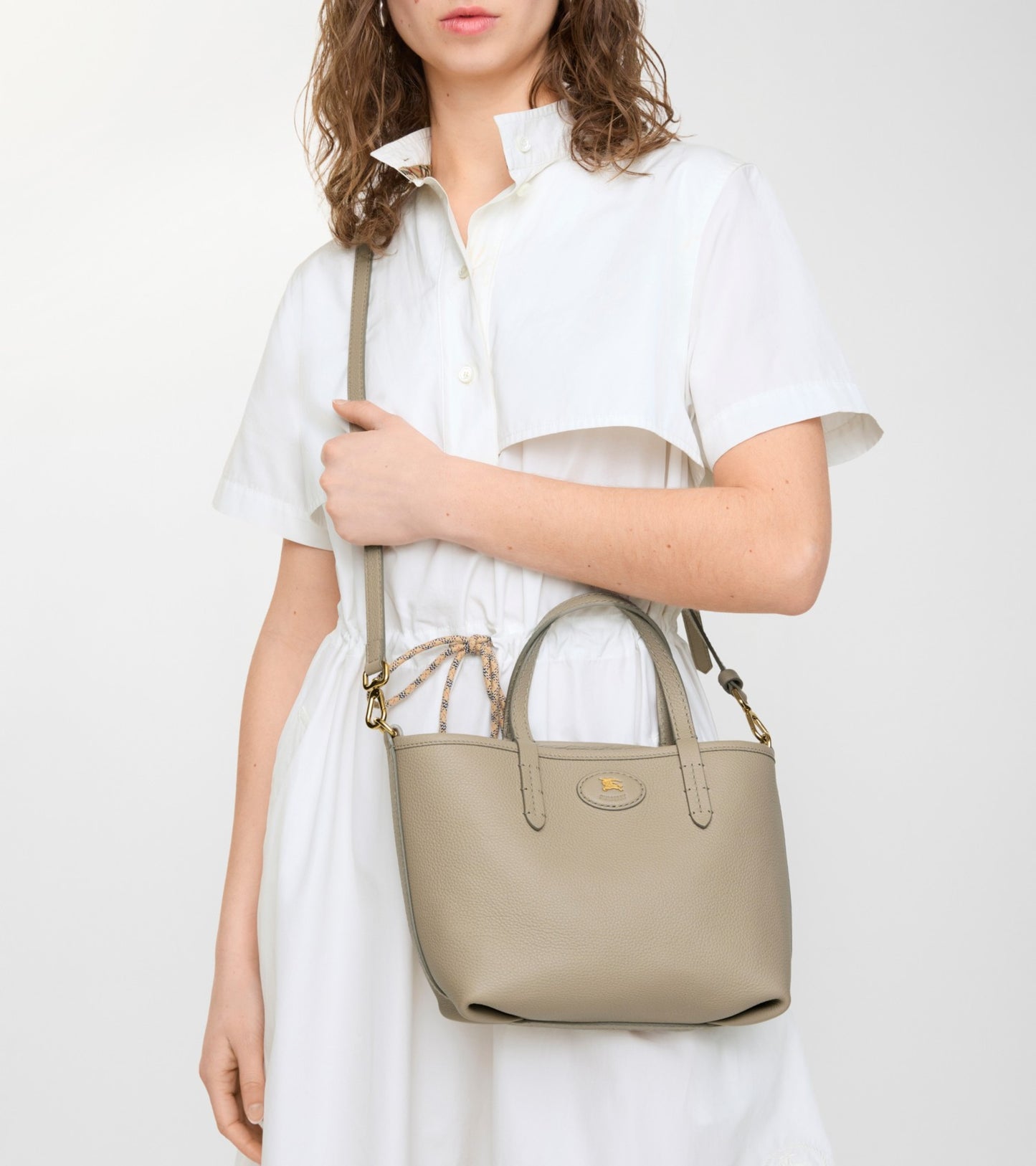 Mini Reversible Bloomsbury Tote in Mushroom beige/mallow pink