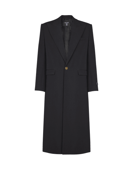 Long coat in grain de poudre wool