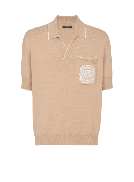 Balmain Écusson embroidered knit polo shirt