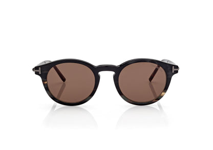 Round Horn And Titanium Sunglasses