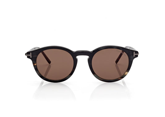 Round Horn And Titanium Sunglasses